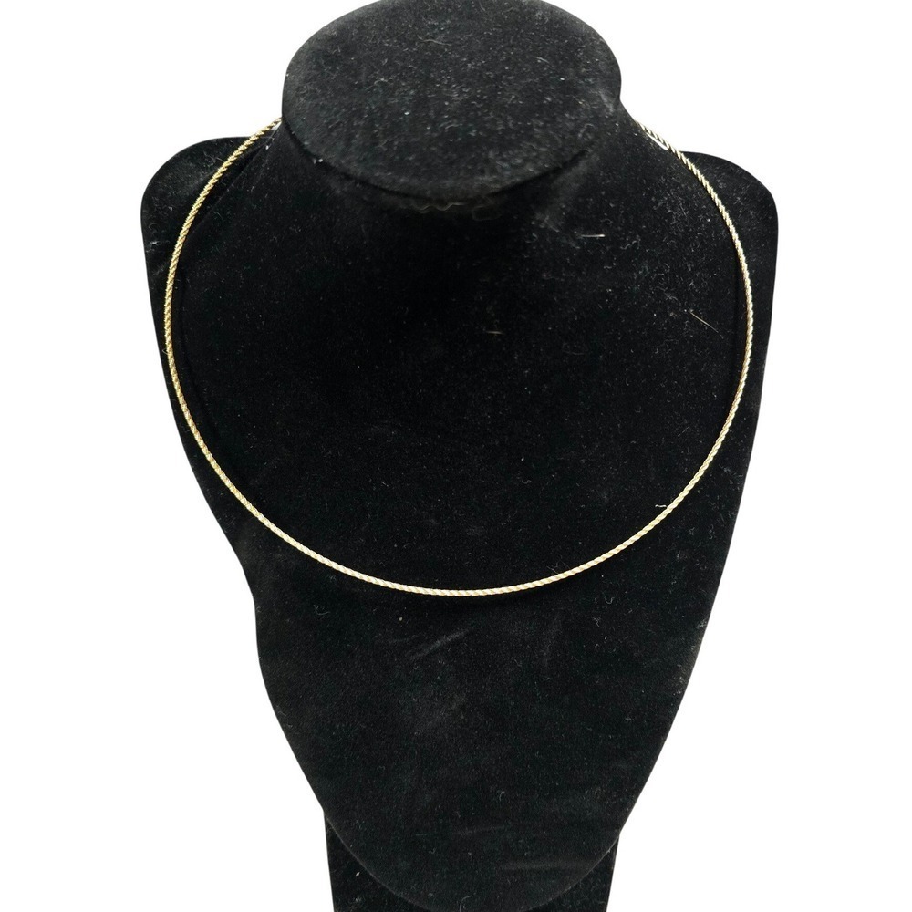 14K Solid Yellow Gold Twisted Rope Omega Chain Necklace 16 Inch 585 Italy Collar